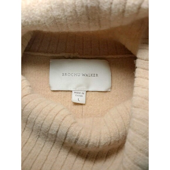 Brochu Walker Reverse Seam Long Sleeve Turtleneck Sweater Merino Angora Size L - Picture 2 of 12